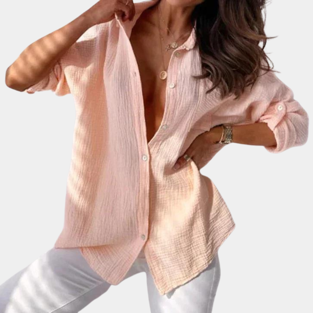 Variant image for Hanneke | Dames Witte Blouse Oversized Katoen-Linnen Mix-6