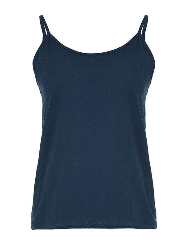 Ava | Dames Top Donkerblauw Spaghetti-band Linnenmix-3
